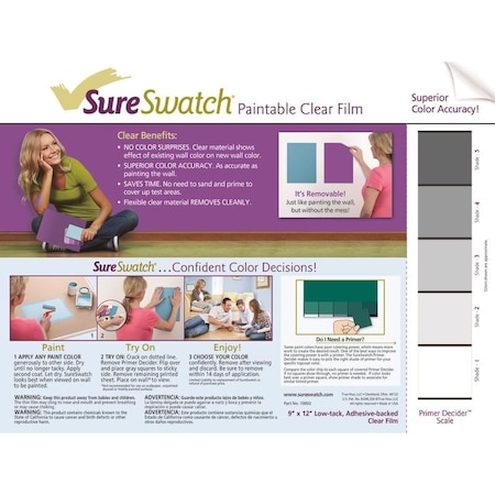 Sureswatch SureSwatch 9 in. W X 12 in. L Clear Plastic Paint & Stick Paint Samples 10002